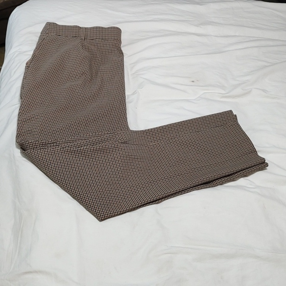 Rafaella Black And Brown Plaid Pull On Pants Size 18